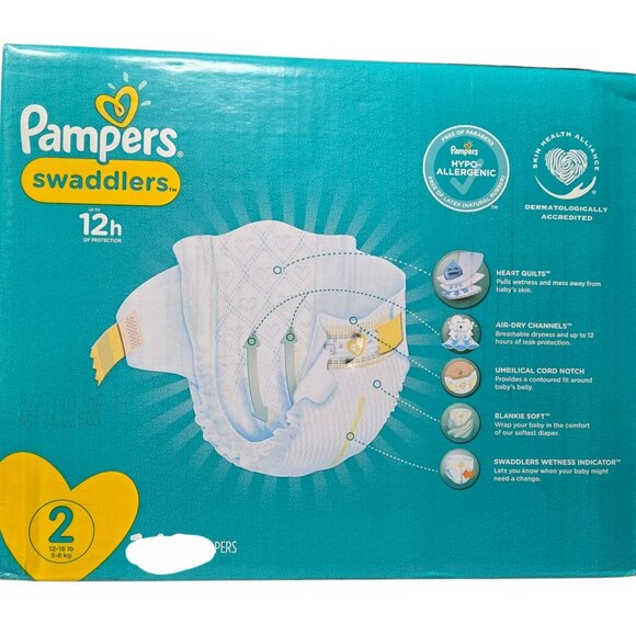 Pampers Swaddlers 74 Baby Diapers Sz 2 Overnight Protection Wet Indicator Sealed - Picture 7 of 7